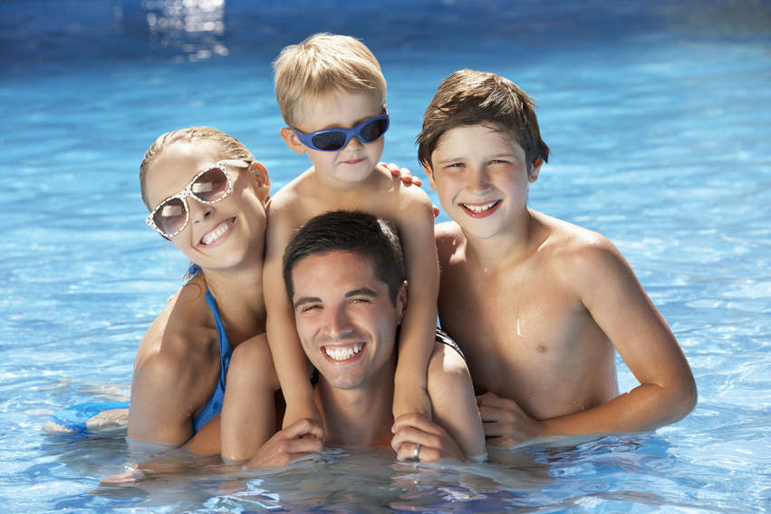 Swimming is a great pool exercise and a way to have family fun. 